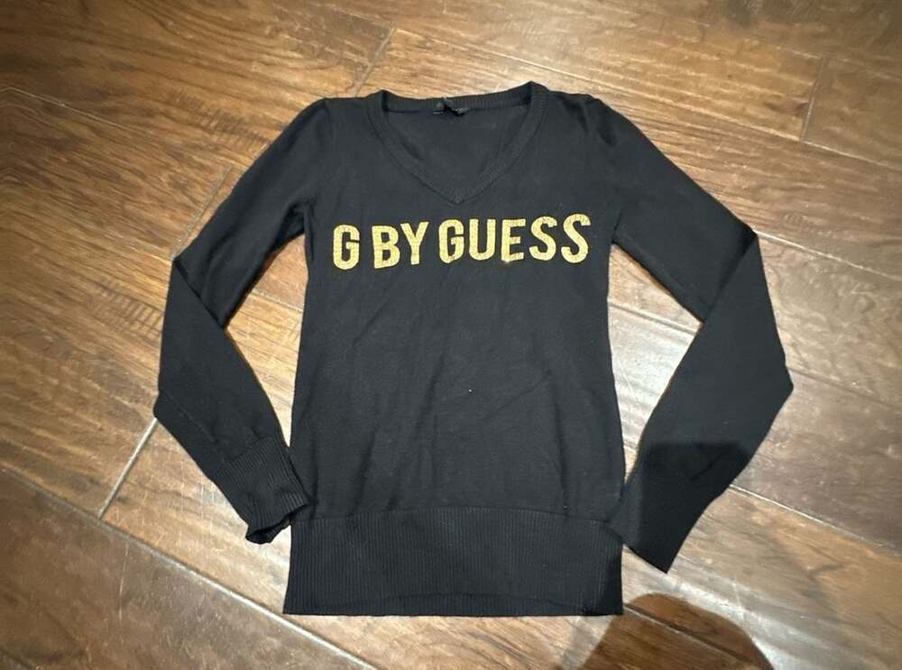 G By Guess Sweater Size XS Black Sequins Long Sleeve Pullover